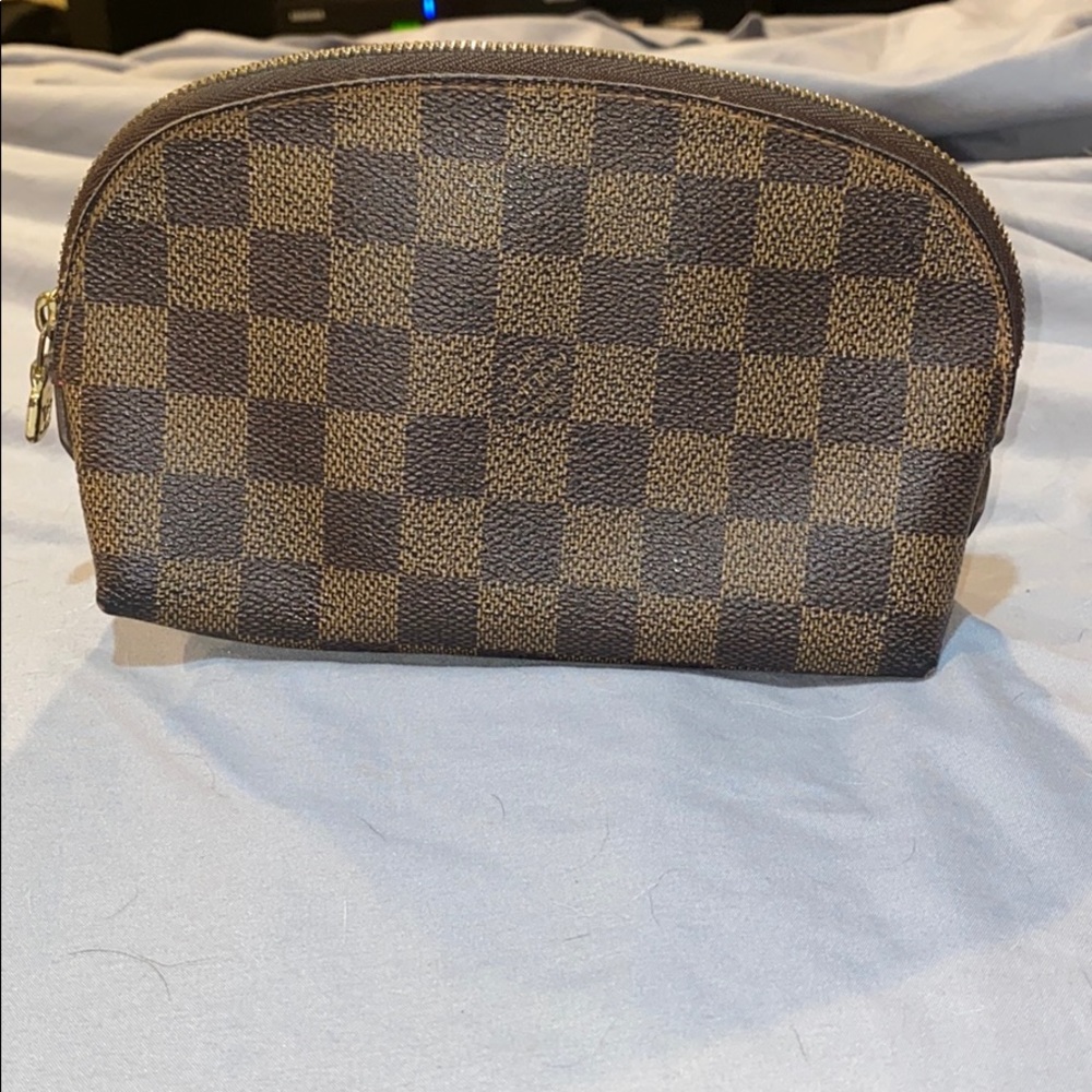 Auth Louis Vuitton Damien Ebene Cosmetic Bag #2.6x